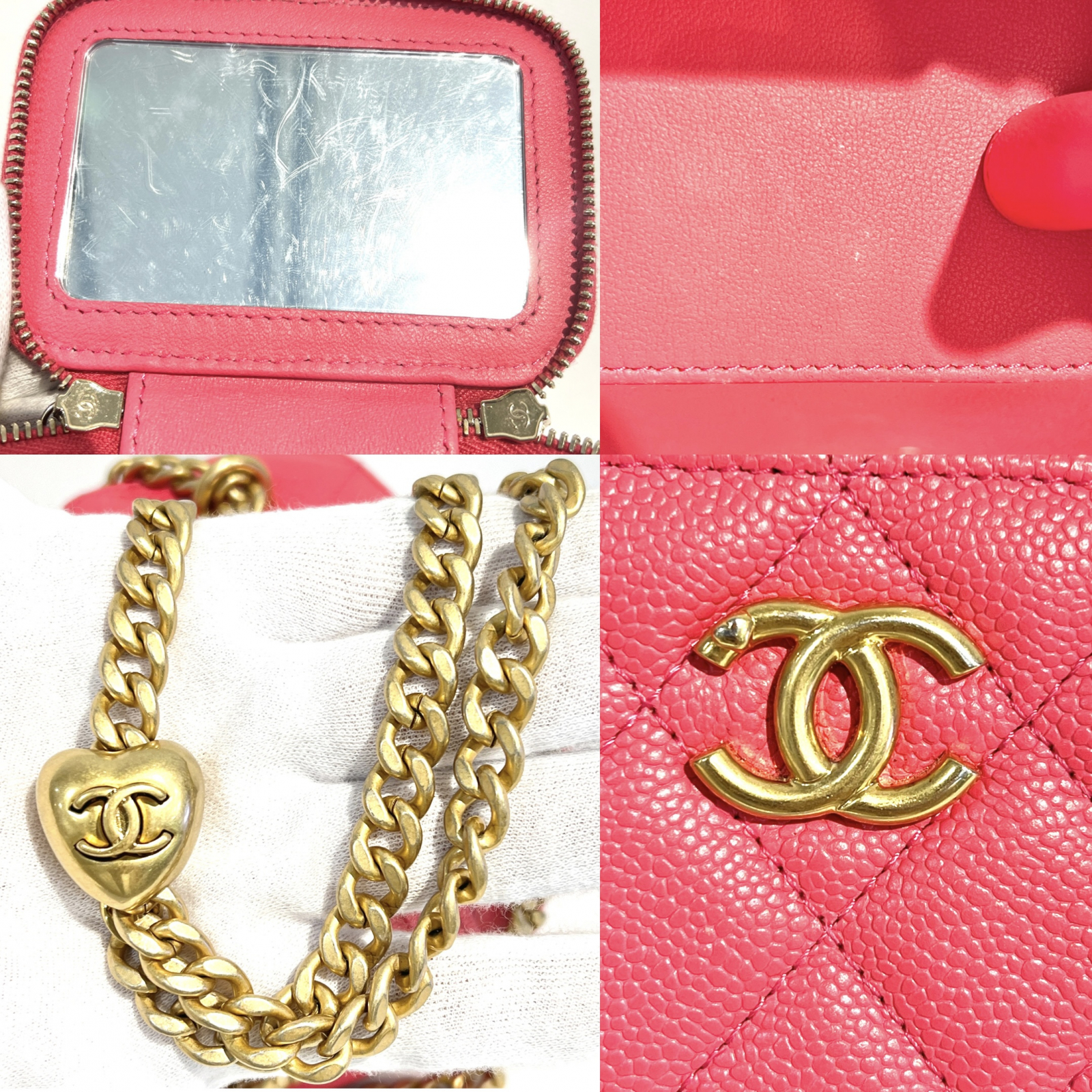 中古品★シャネル★ハート ミニクロスボディ シャネル CHANEL ミニバックパック A57090 ピンク ゴールド金具
